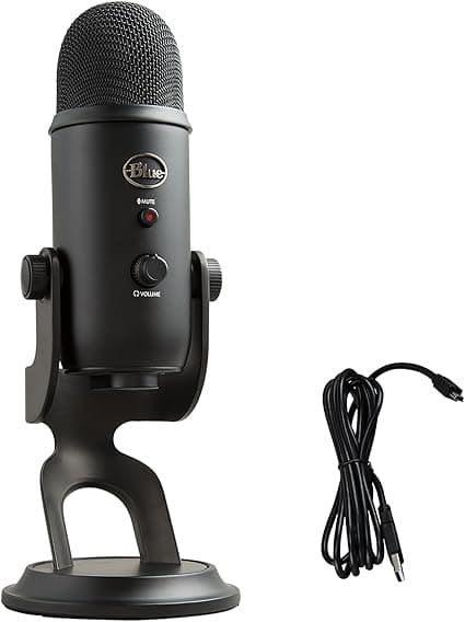 Logitech Creators Blue Yeti USB Microphone for Gaming, Streaming, Podcast, YouTube, Discord, PC, Studio Sound, Plug & Play-Blackout